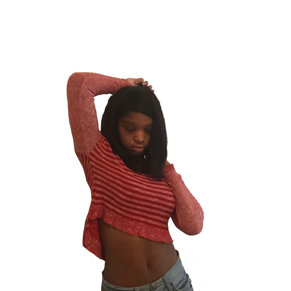 Red Striped Hi-Low Crop Top